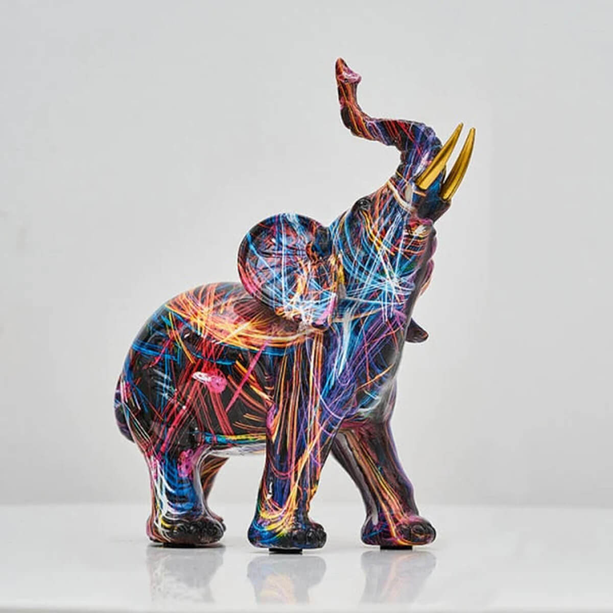 Creative Graffiti Elephant Figurine – Colourful Modern Elephant Statue Home Decor