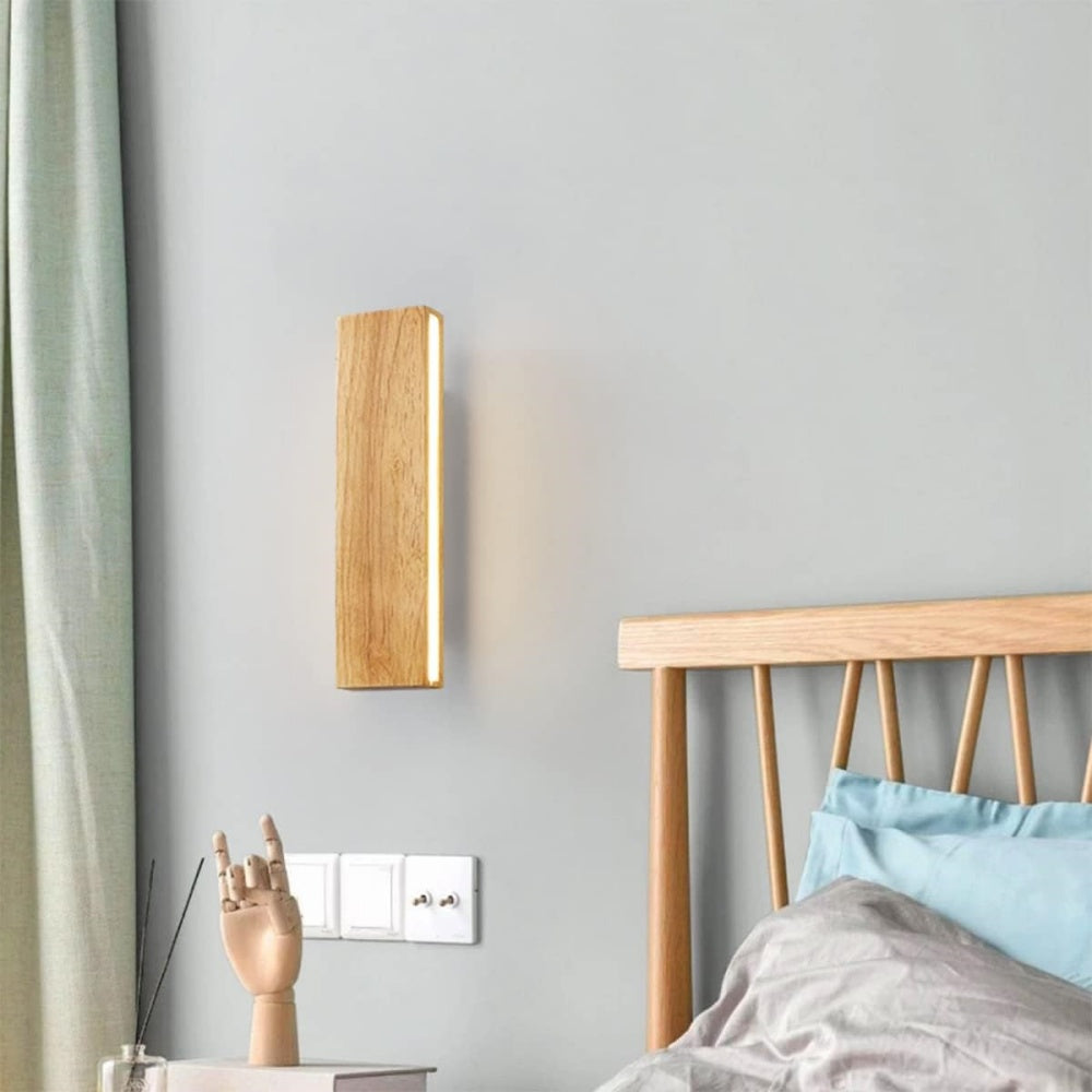 Rotatable Wood LED Wall Sconce - Modern Minimalist Bedside Reading Light