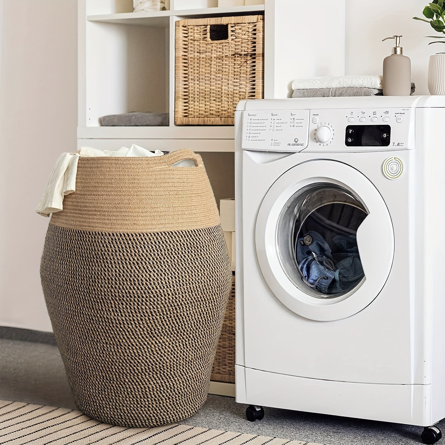 Large Woven Wicker Laundry Basket – Durable & Elegant Hamper for Laundry Room Storage