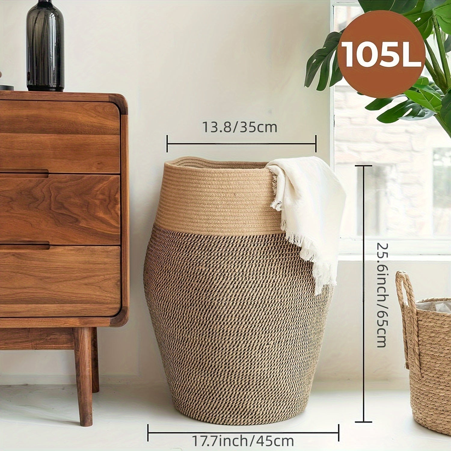 Large Woven Wicker Laundry Basket – Durable & Elegant Hamper for Laundry Room Storage