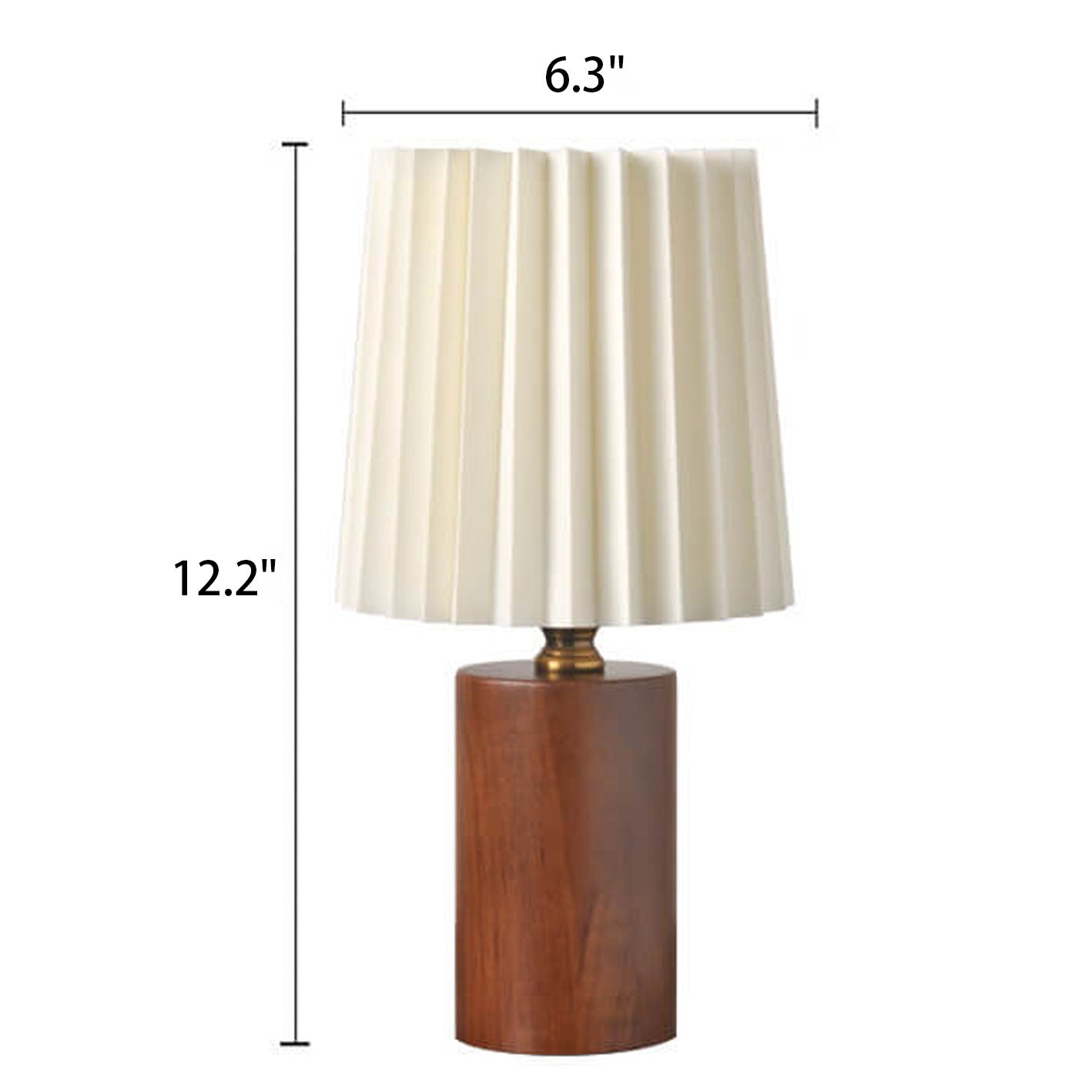 Vintage Pleated Table Lamp | Wooden Base Bedside Lamp
