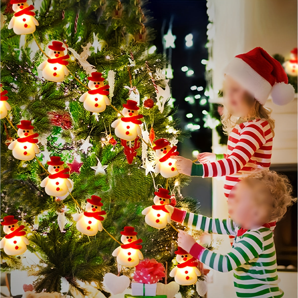 Snowman String Lights – 10 Warm White LED Fairy Lights for Christmas Tree