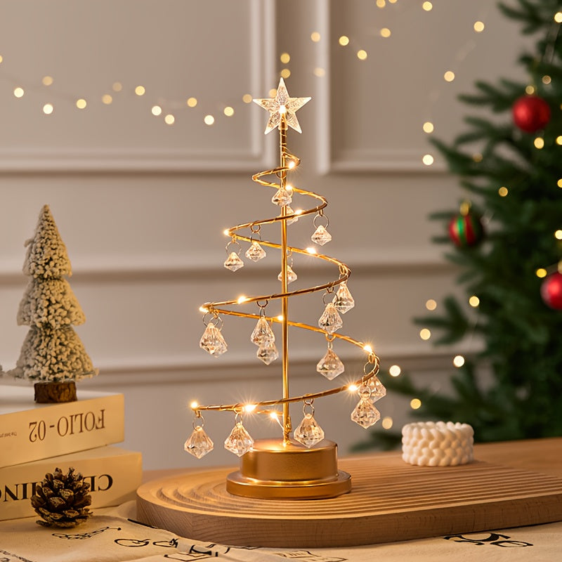 Metal Christmas Tree with Warm White Lights – Elegant Freestanding Holiday Decoration