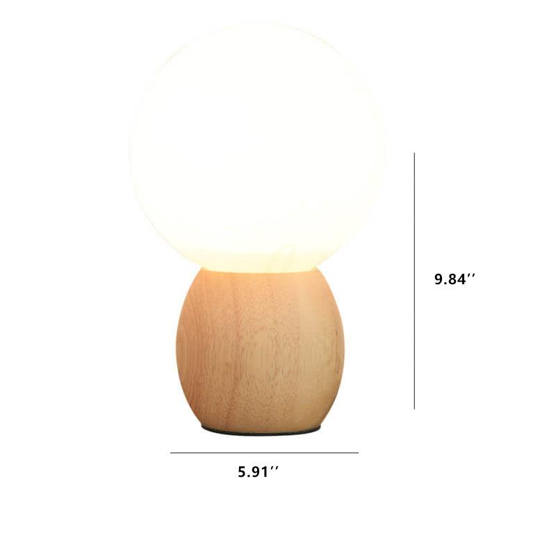 Nordic Wooden Table Lamp | Minimalist Glass Orb Bedside Lamp