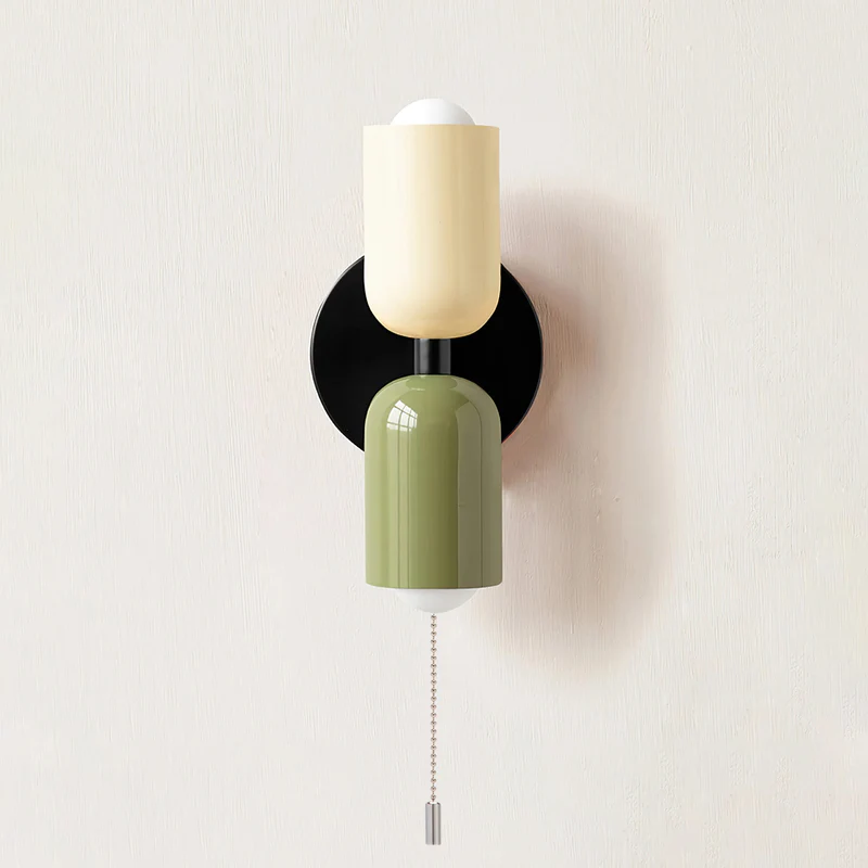 Modern Dual-Shade Wall Sconce | Black & Terracotta Color Block Fixture