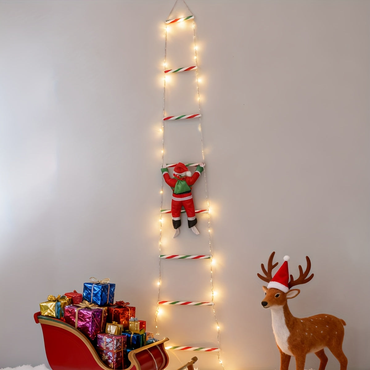 LED Christmas Ladder Light – Battery-Powered Festive Decoration