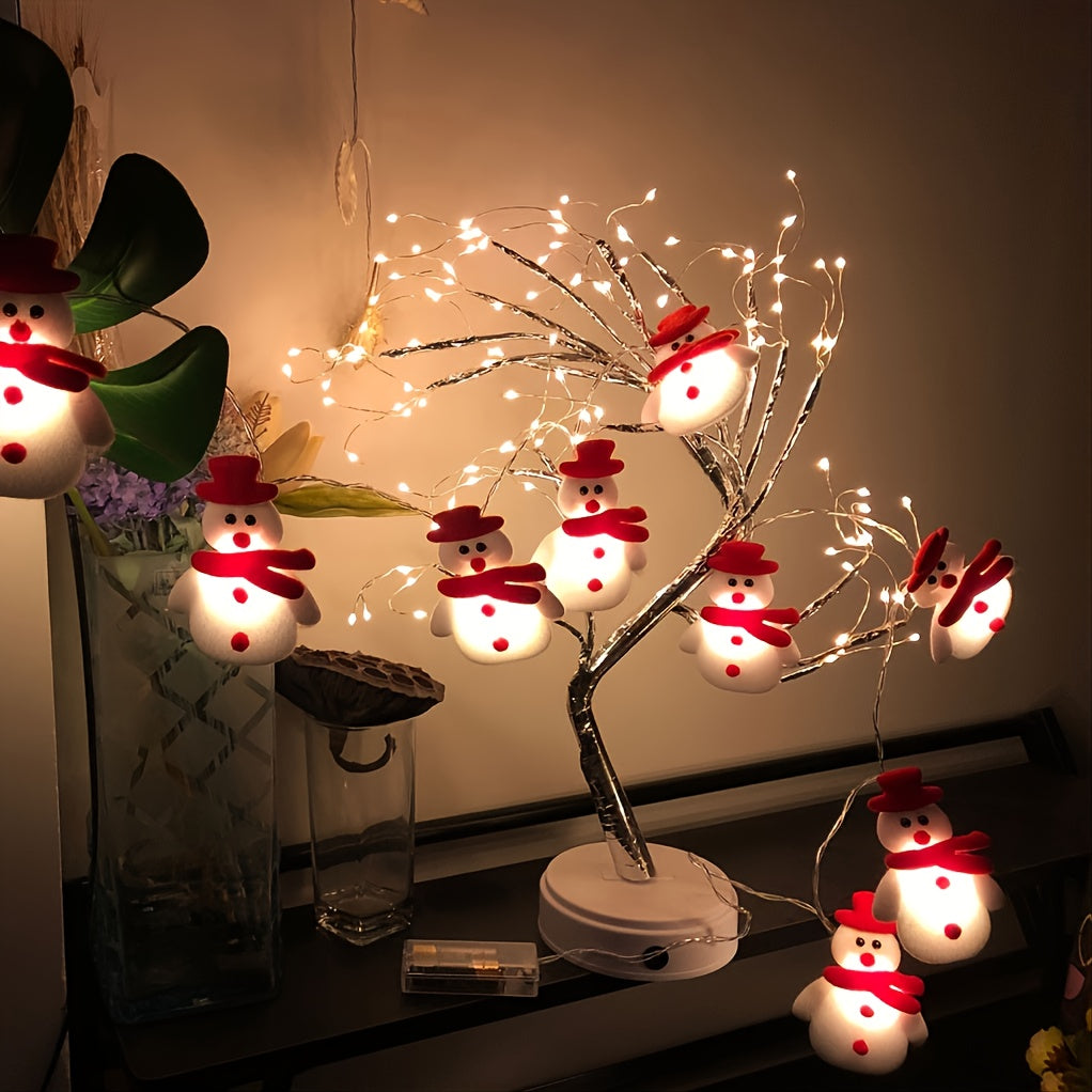 Snowman String Lights – 10 Warm White LED Fairy Lights for Christmas Tree