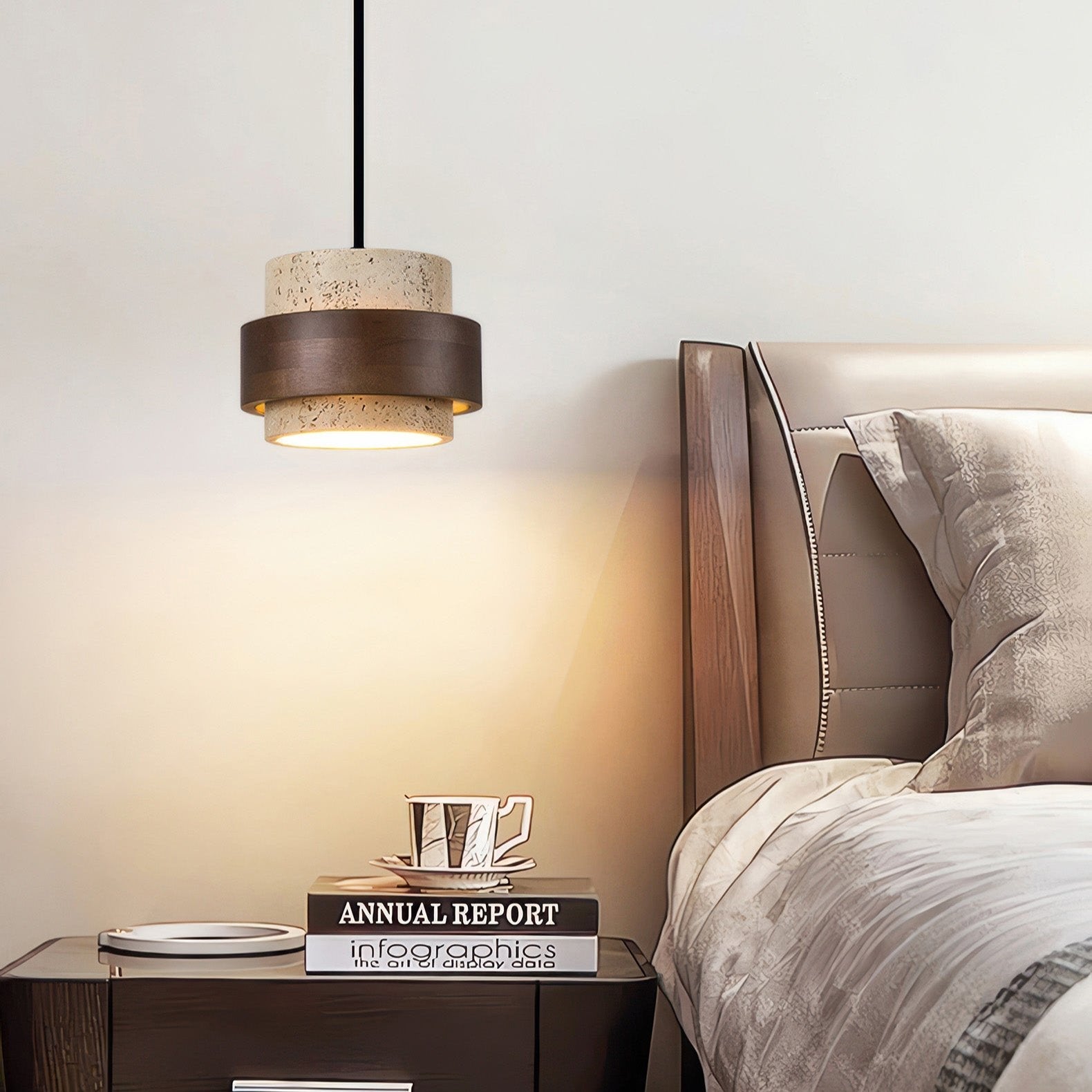 StoneGlow – Pendant Light Made of Natural Stone and Wood
