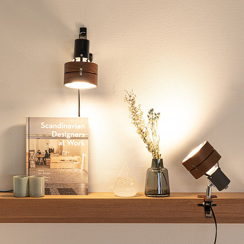 Japanese Wooden Clip-On Reading Lamp | Adjustable LED Table Light for Desk, Bedroom & Study