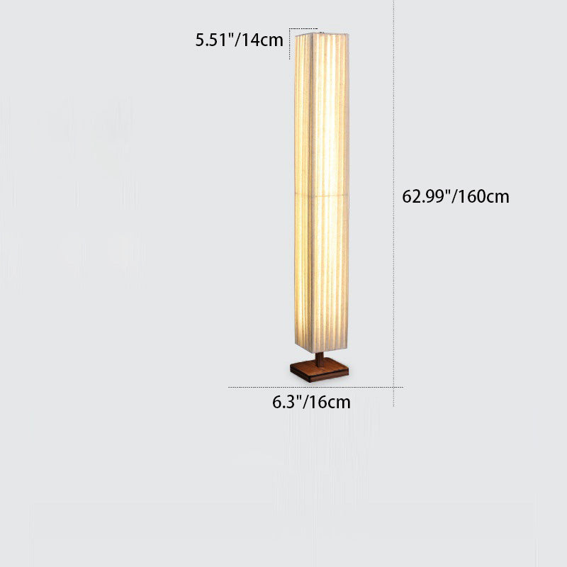 Traditional Japanese Walnut Column LED Floor Lamp