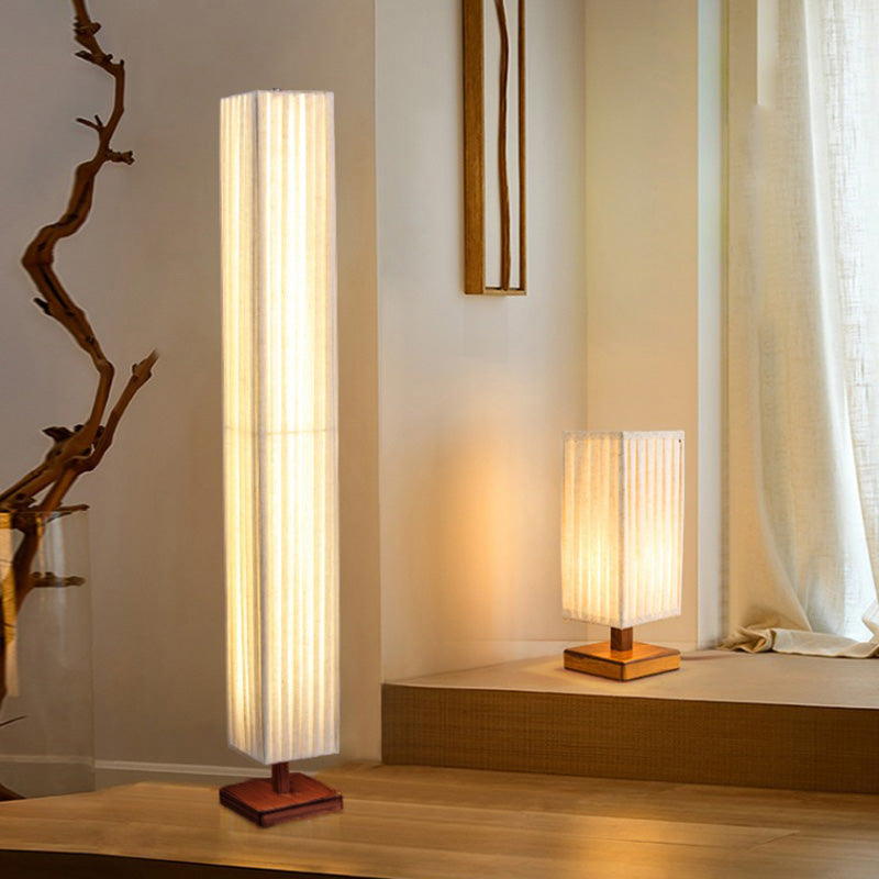 Traditional Japanese Walnut Column LED Floor Lamp