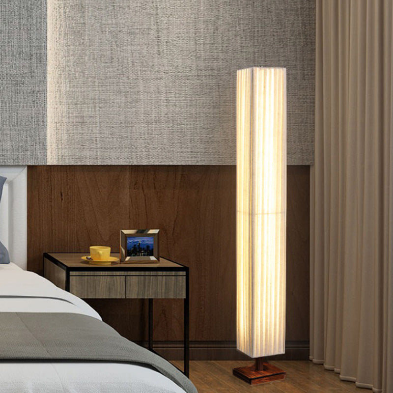 Traditional Japanese Walnut Column LED Floor Lamp