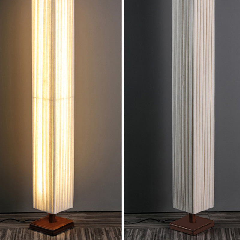 Traditional Japanese Walnut Column LED Floor Lamp
