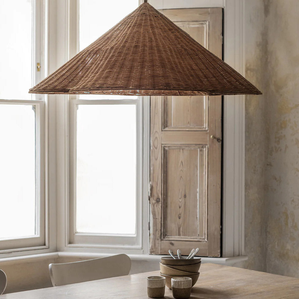 Rattan Woven Pendant Light Rustic Bohemian Farmhouse
