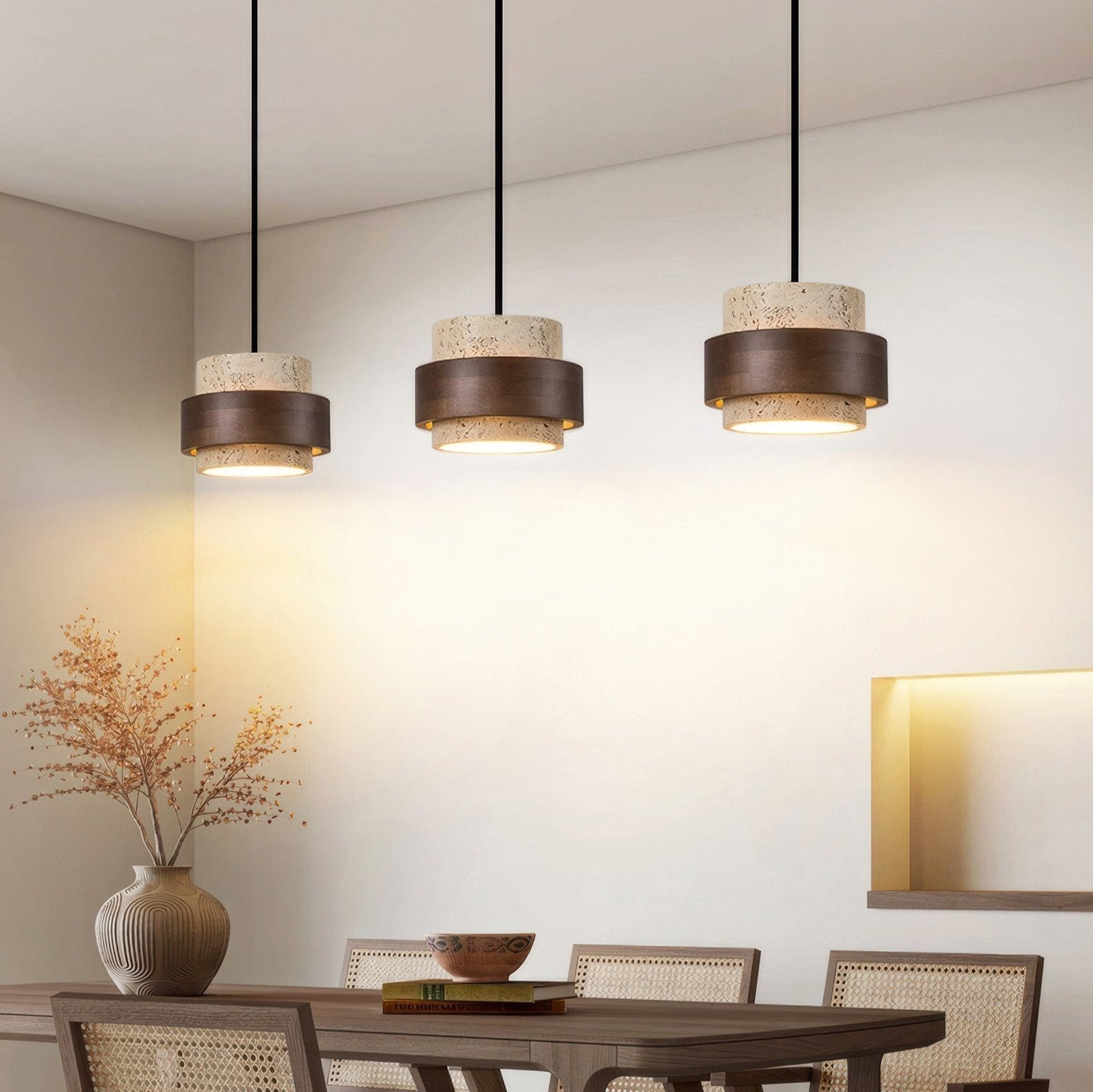 StoneGlow – Pendant Light Made of Natural Stone and Wood