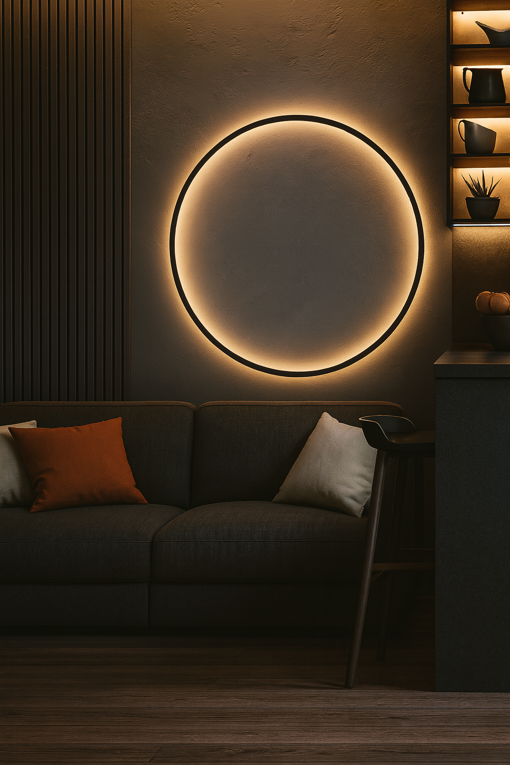AUREA | Large LED Ring Wall Sconce - Modern Halo Ambient Light