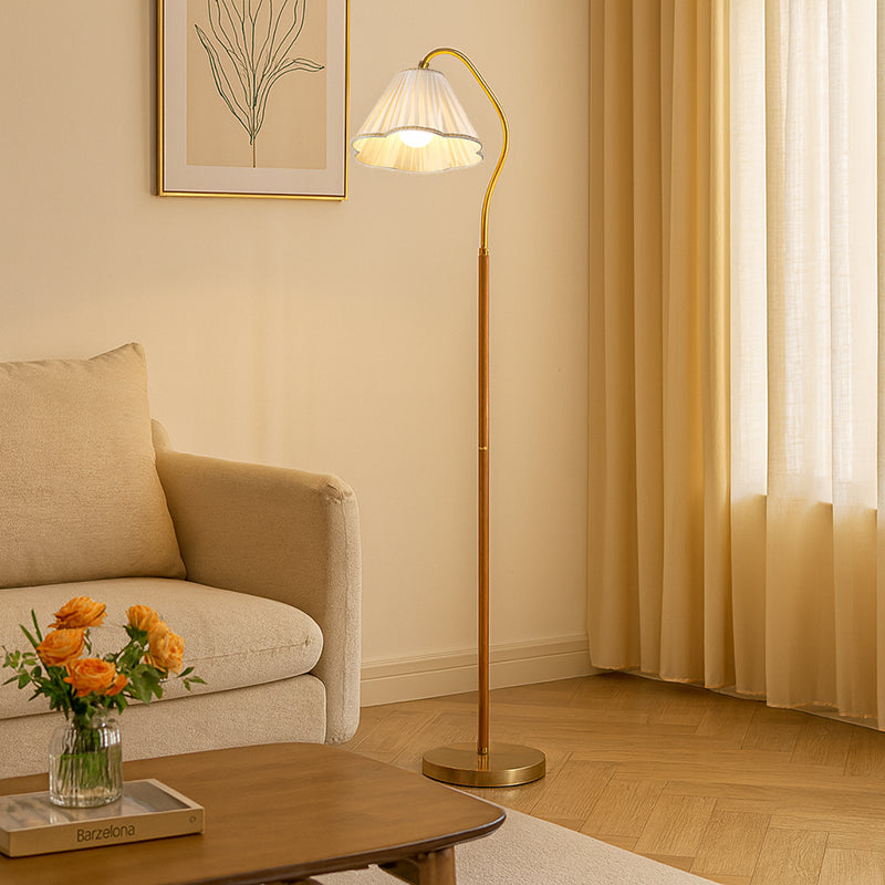 Japanese Vintage Flower Wood-Iron Floor Lamp