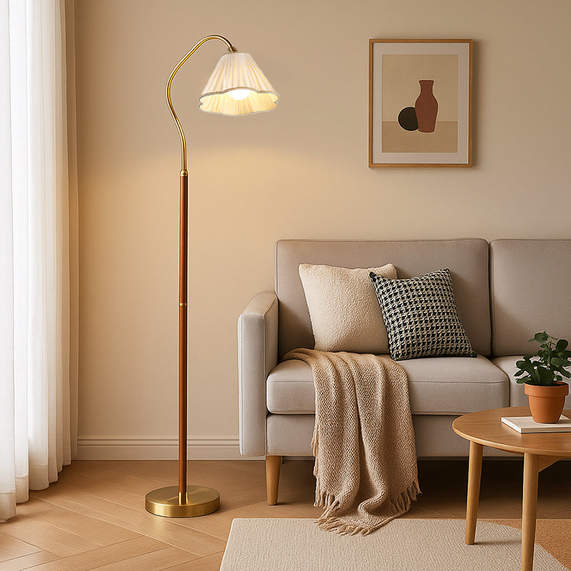 Japanese Vintage Flower Wood-Iron Floor Lamp