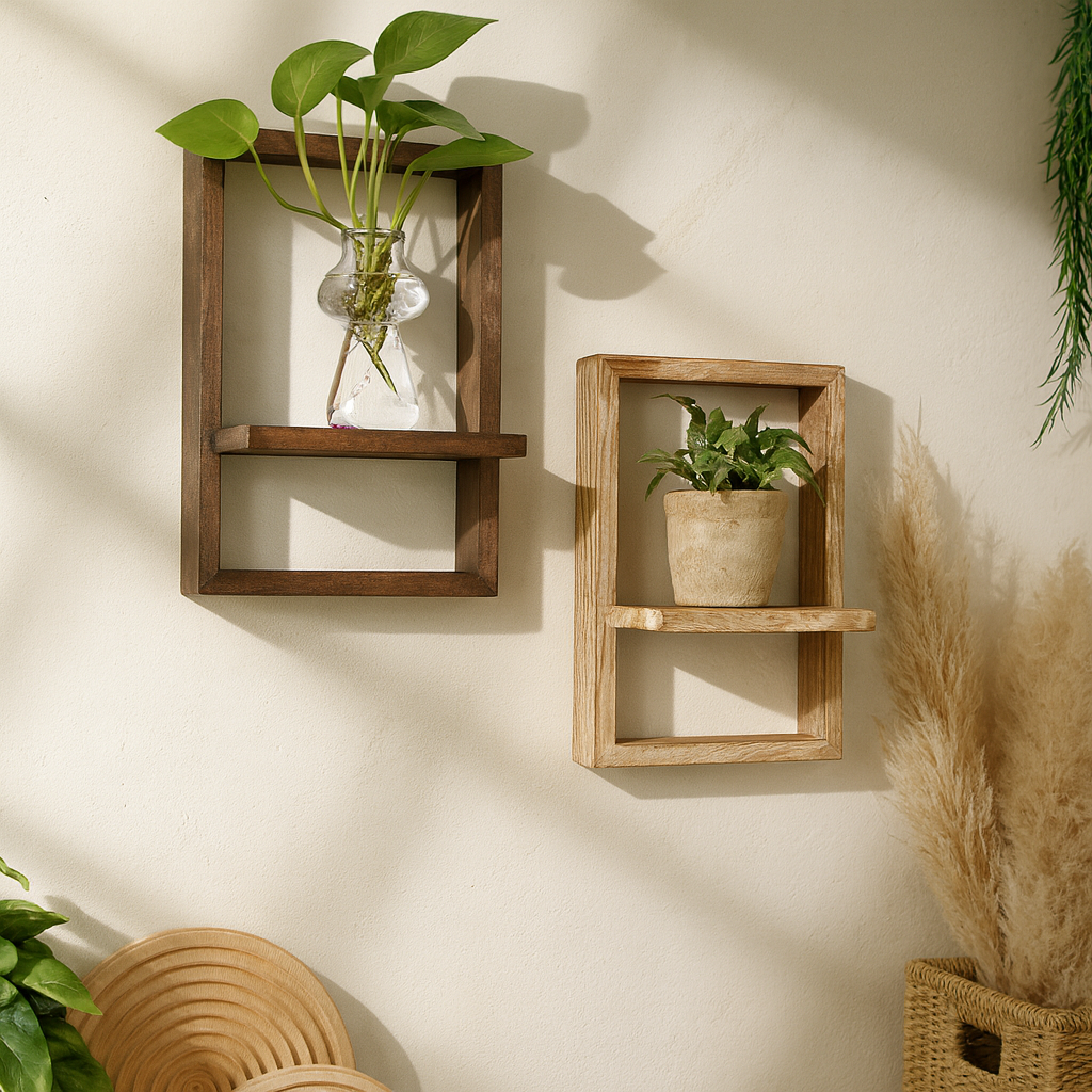 ISAK | Floating Wall Shelf - Modern Geometric Wood Display