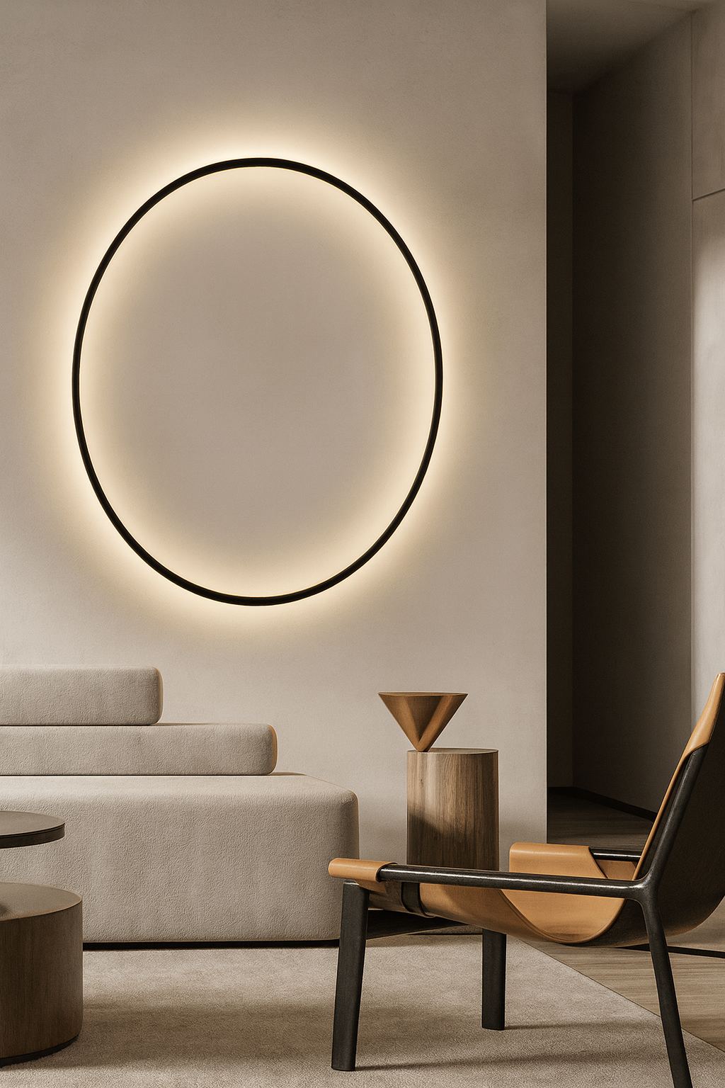 AUREA | Large LED Ring Wall Sconce - Modern Halo Ambient Light