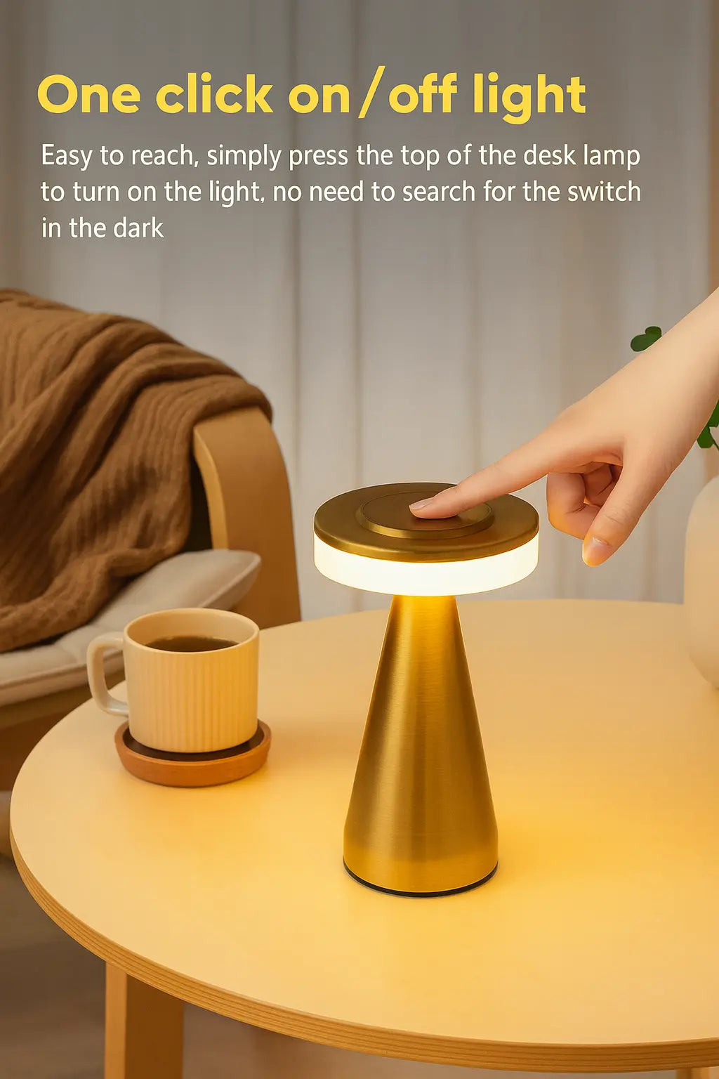 Elegant Mushroom Touch Lamp – Modern LED Bedside Table Lamp with Dimmable Light