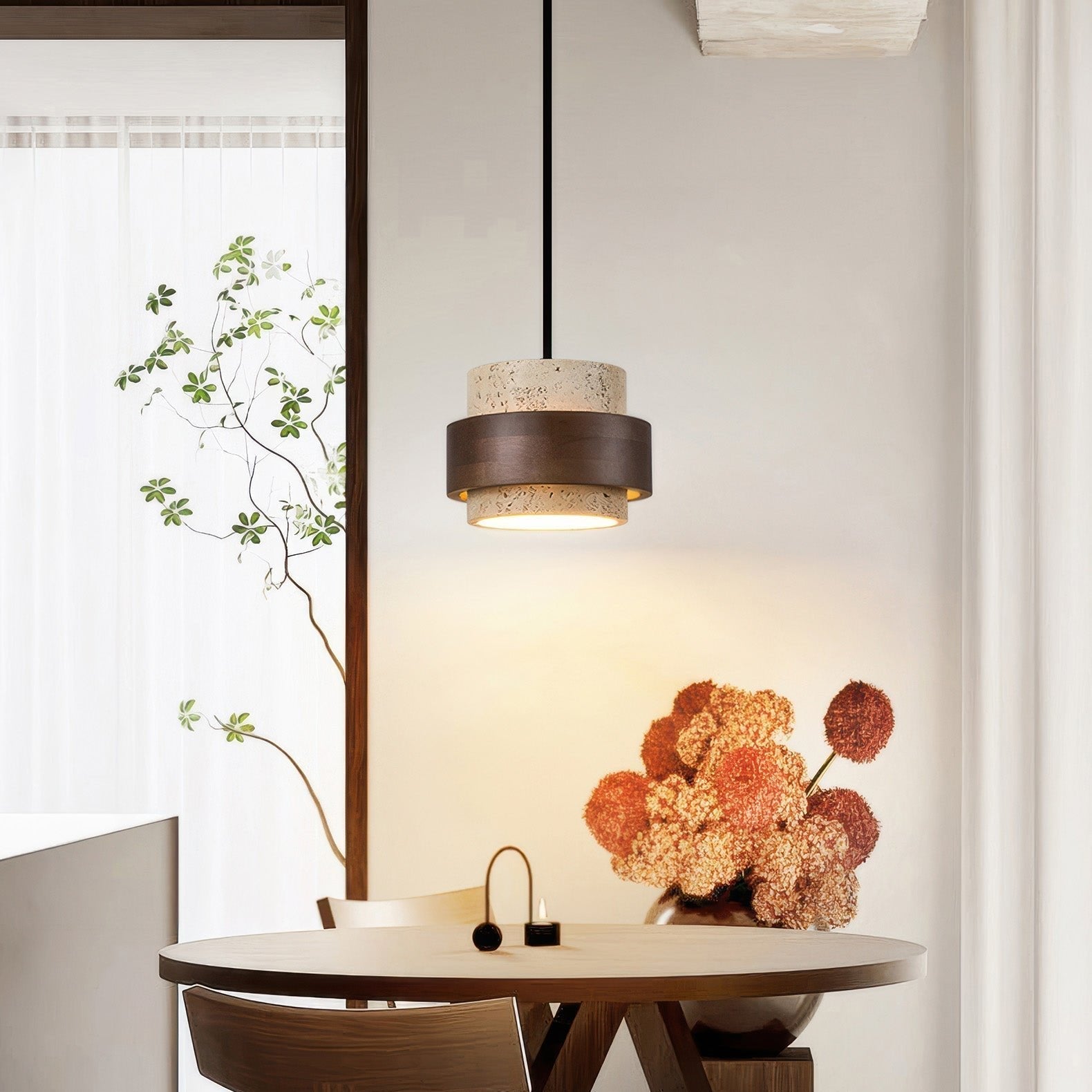 StoneGlow – Pendant Light Made of Natural Stone and Wood