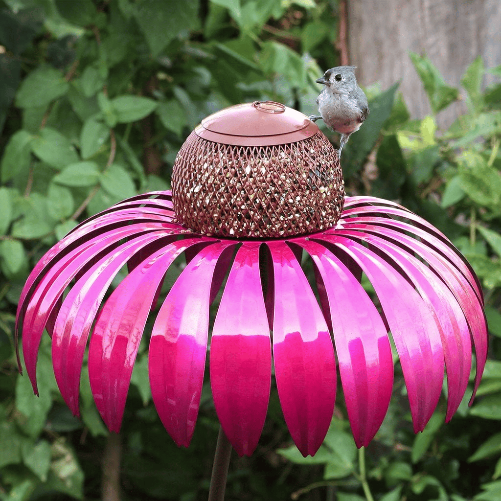 Durable Metal Bird Feeder House with Elegant Sunflower Design – Weather Resistant Garden Decor