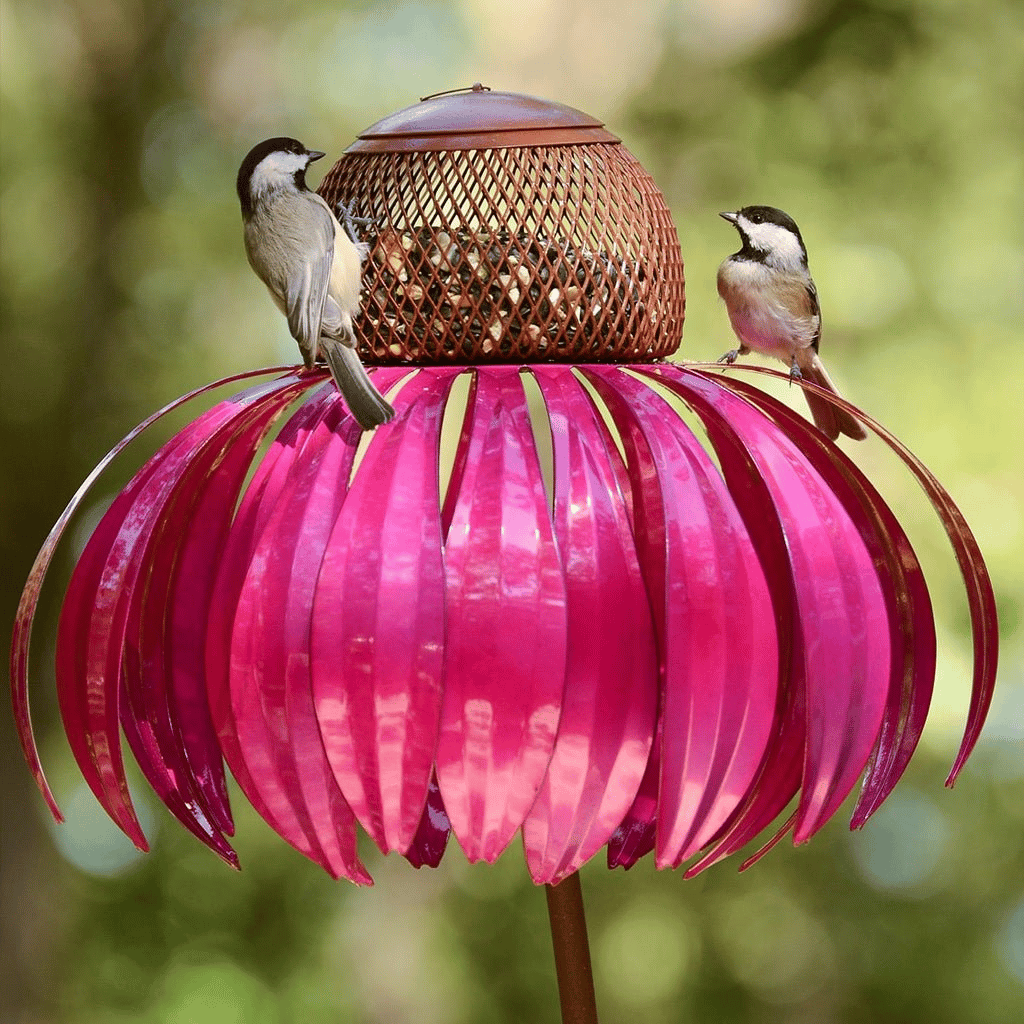 Durable Metal Bird Feeder House with Elegant Sunflower Design – Weather Resistant Garden Decor