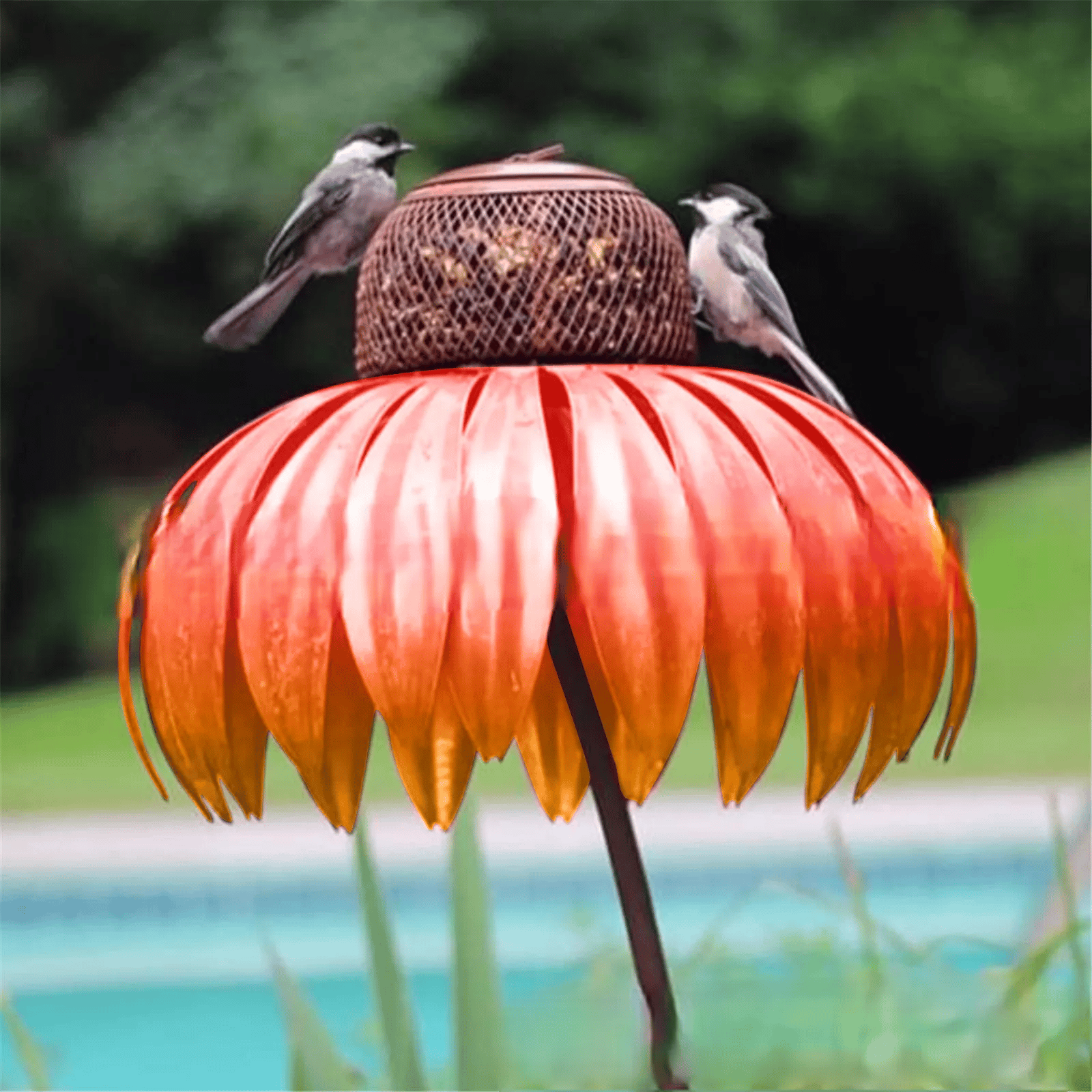 Durable Metal Bird Feeder House with Elegant Sunflower Design – Weather Resistant Garden Decor