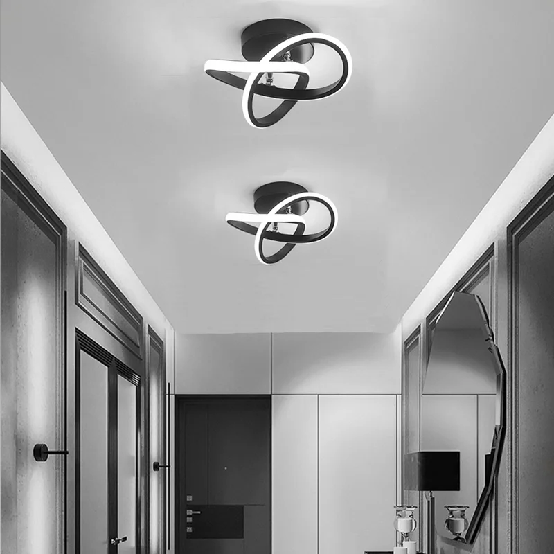 Modern Geometric LED Ceiling Light | Minimalist Black Metal Frame Fixture