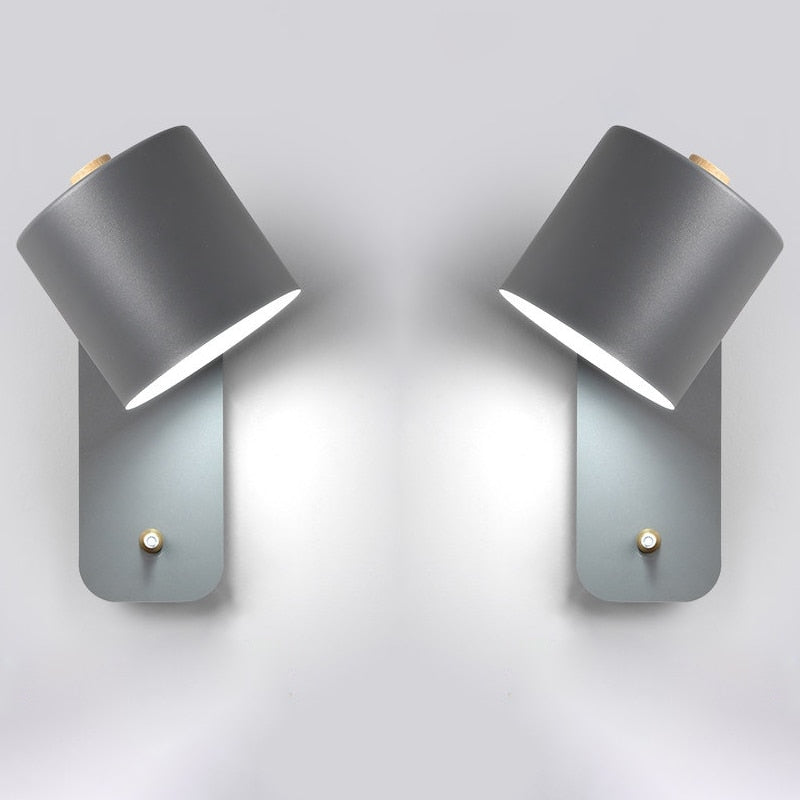 Modern LED Wall Sconce - Cylindrical Bedside Lamp with On/Off Switch