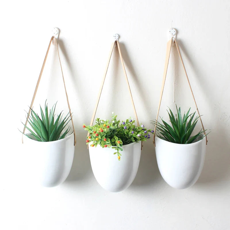 Ceramic Hanging Planter Set of 3 | Modern Indoor Hanging Pots