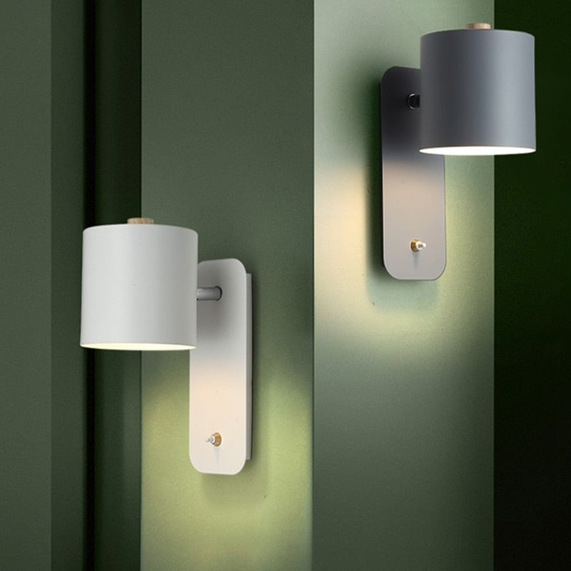 Modern LED Wall Sconce - Cylindrical Bedside Lamp with On/Off Switch