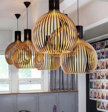 Handcrafted Wood Pendant Light - Rustic Natural Wood Ceiling Lamp for Dining Room