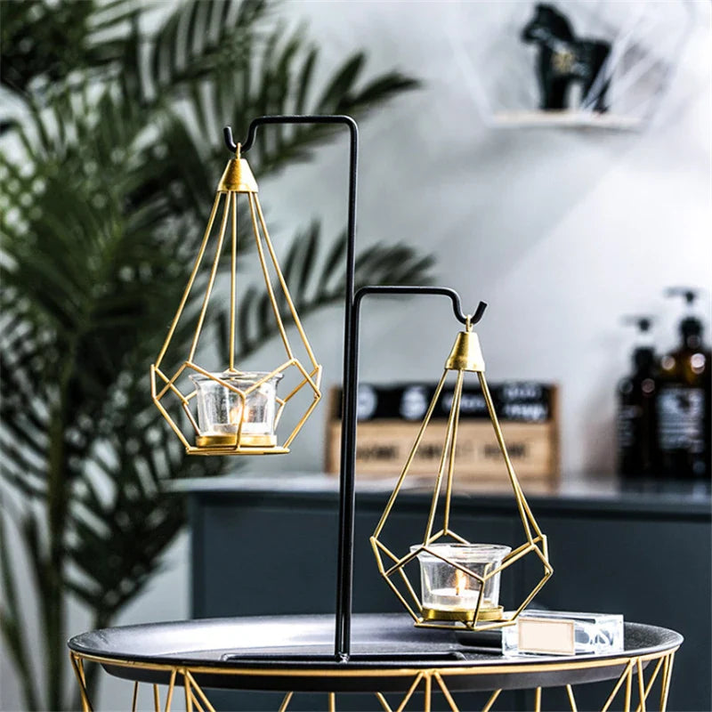 Hanging Diamond Candle Holder | Modern Geometric Tealight Holder for Home