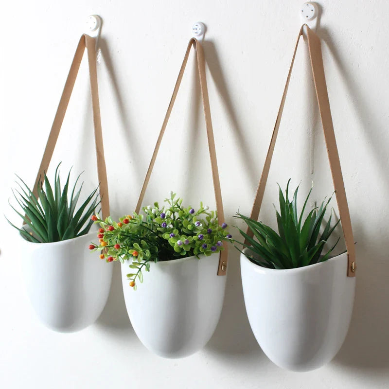 Ceramic Hanging Planter Set of 3 | Modern Indoor Hanging Pots