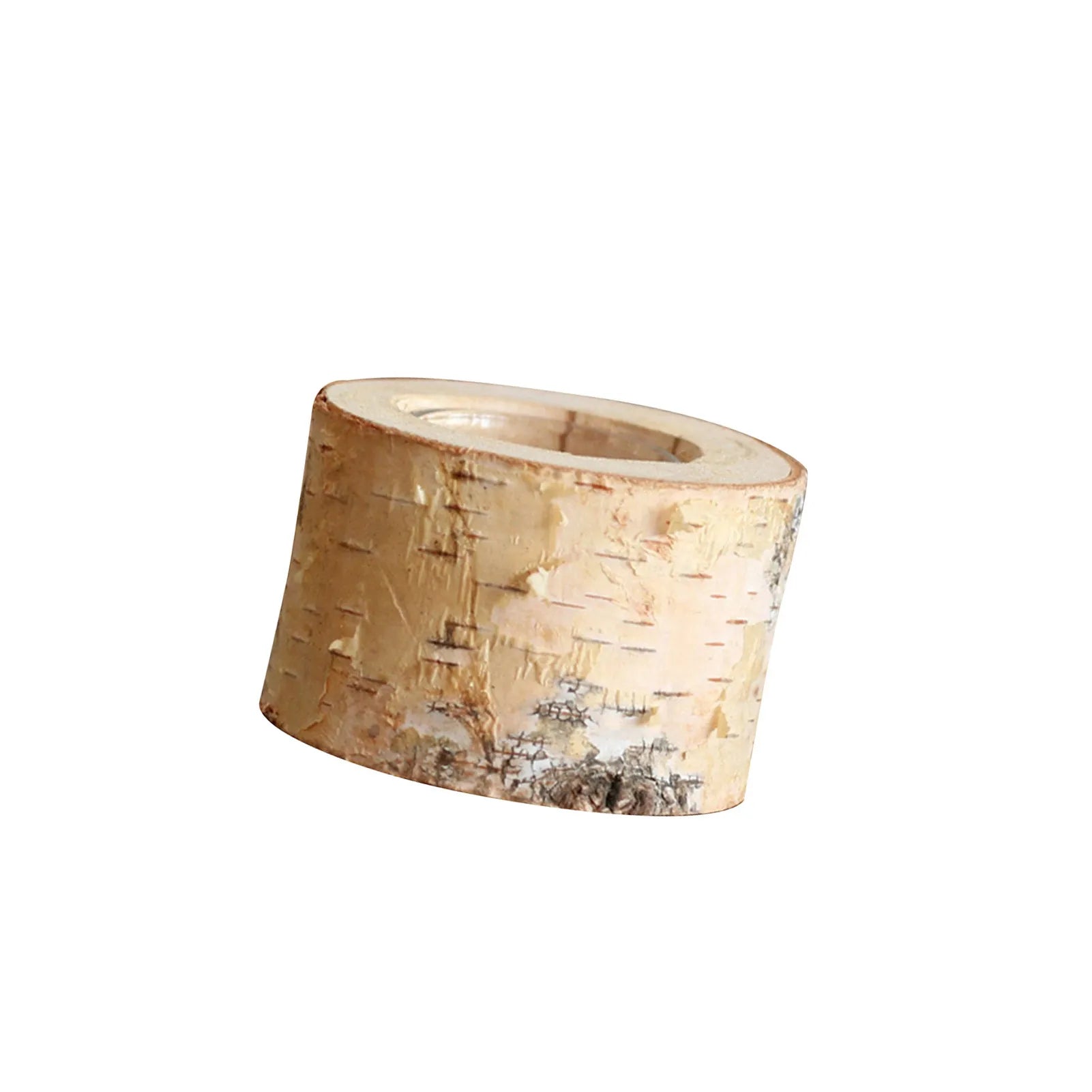 Rustic Birch Wood Candle Holder | Natural Wooden Tealight Holder