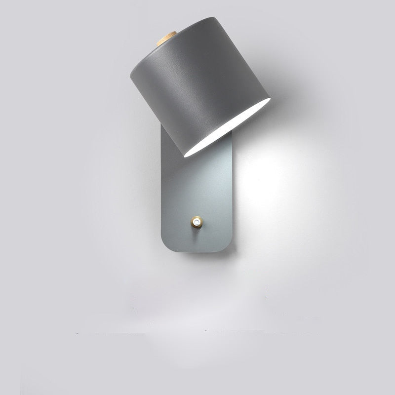 Modern LED Wall Sconce - Cylindrical Bedside Lamp with On/Off Switch