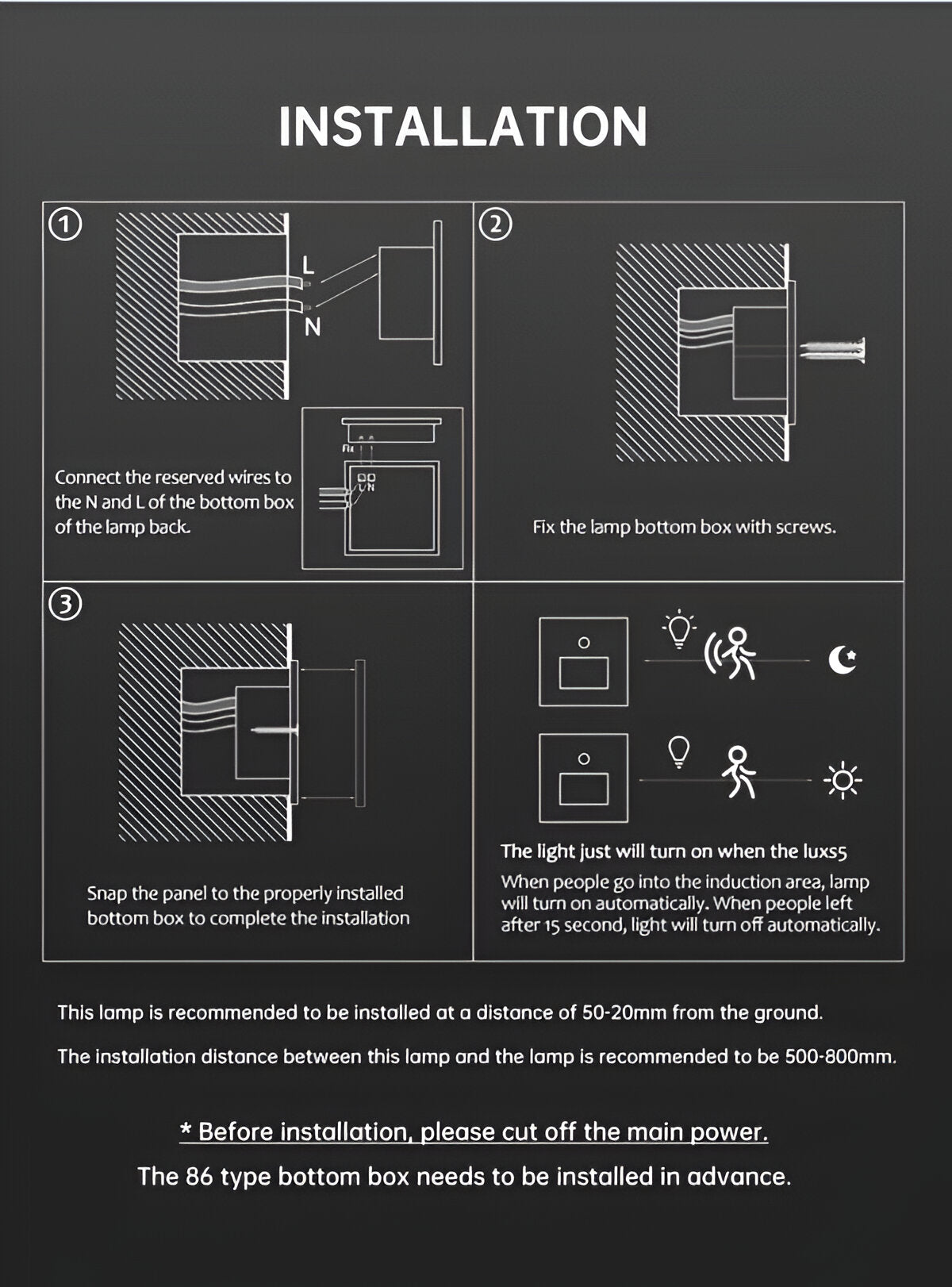 Taavita Wall Light - Recessed Motion Sensor Stair Wall Lighting for Safety and Elegance