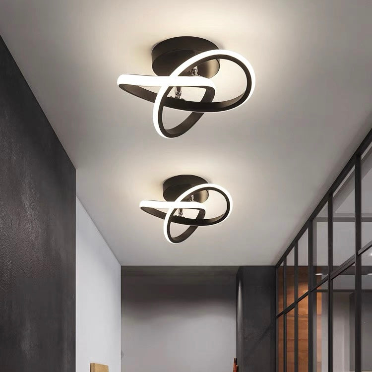 Modern Geometric LED Ceiling Light | Minimalist Black Metal Frame Fixture