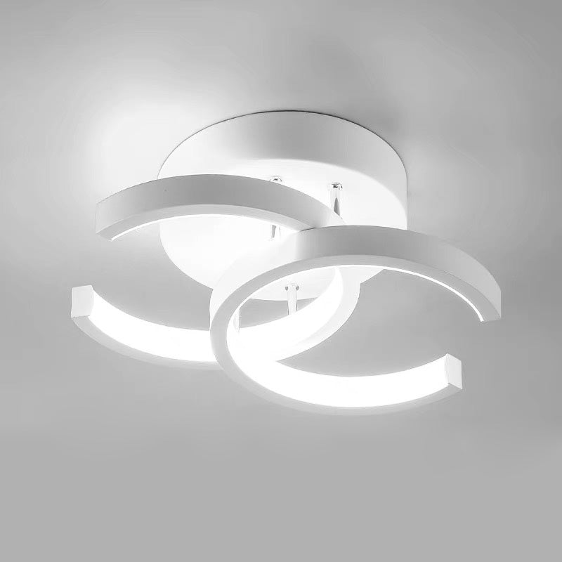 Modern Geometric LED Ceiling Light | Minimalist Black Metal Frame Fixture