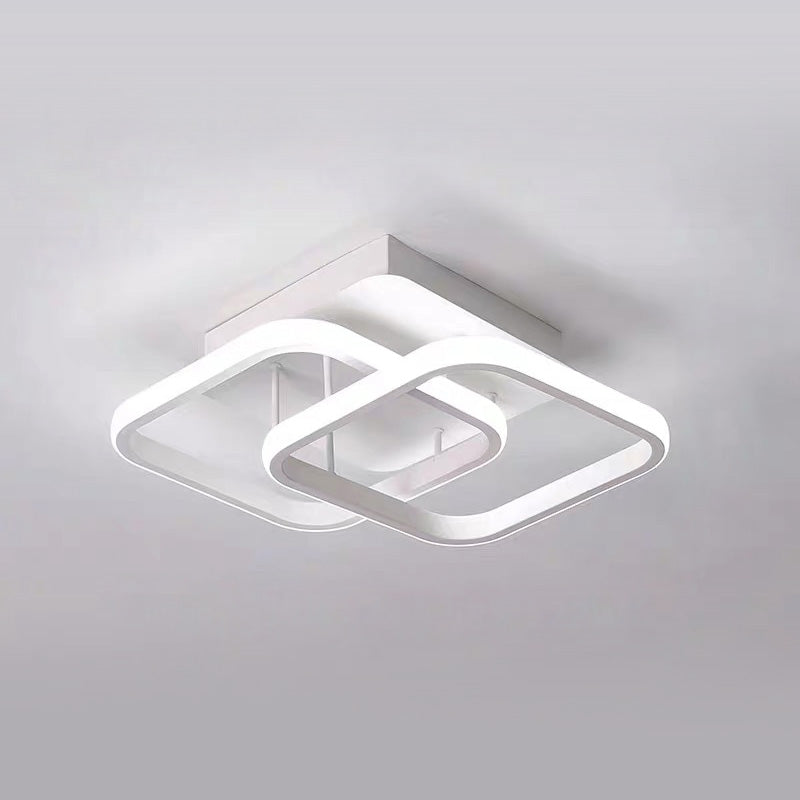Modern Geometric LED Ceiling Light | Minimalist Black Metal Frame Fixture