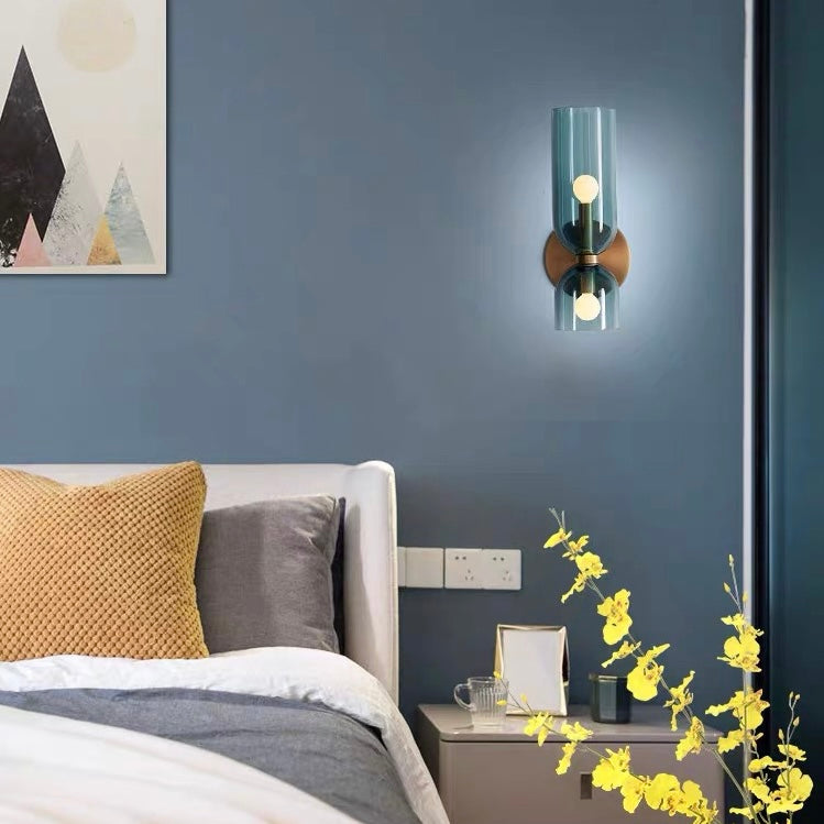 Glass Wall Light With Double Lamp Design