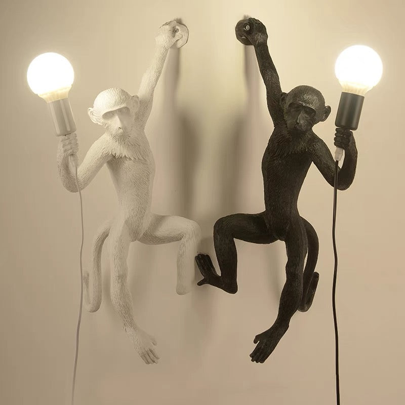Wall Light With Quirky Resin Monkey Design | Decorative Animal Light Fixture