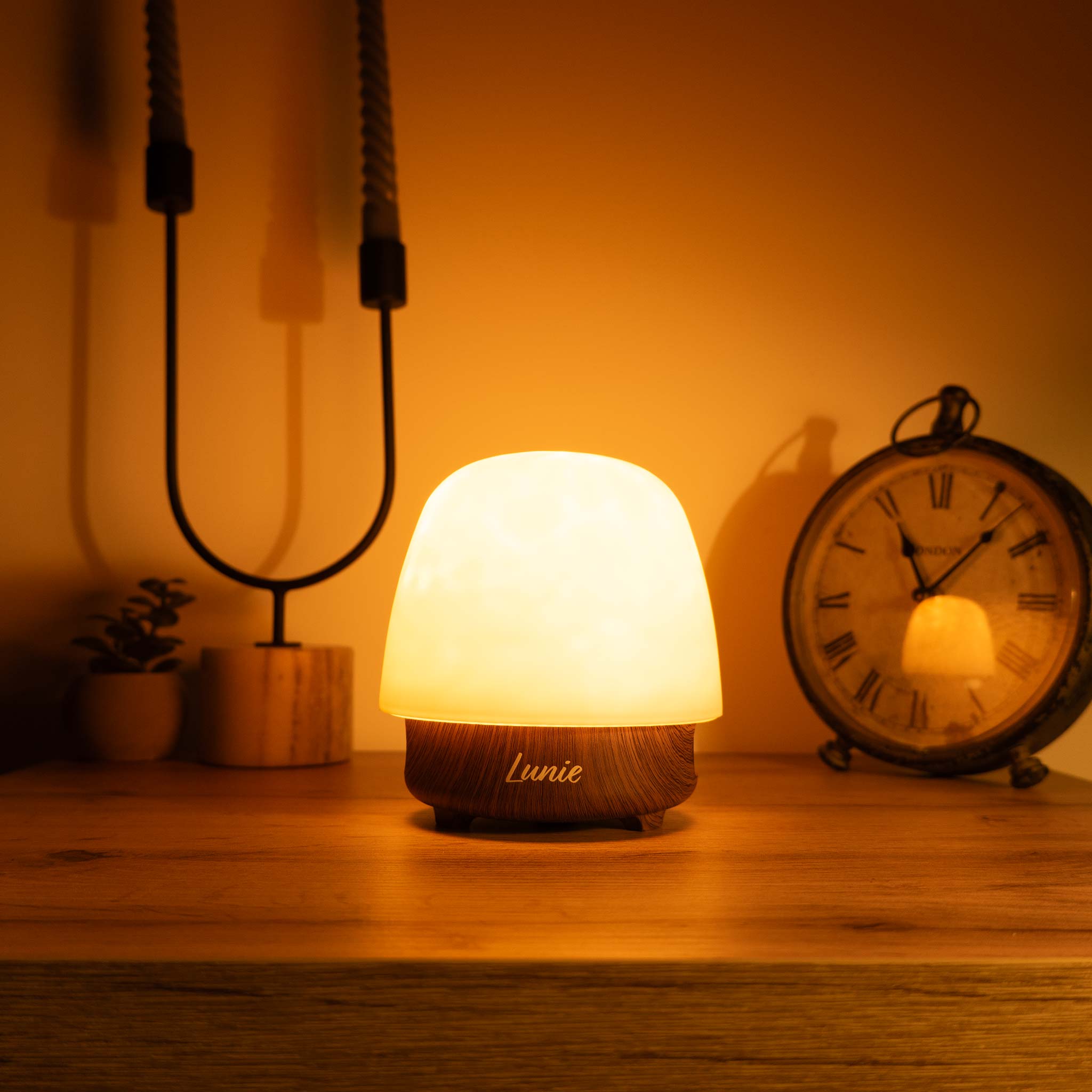 Rechargeable Bedside Lamp | Dimmable Warm LED Light | Portable Wooden Table Lamp