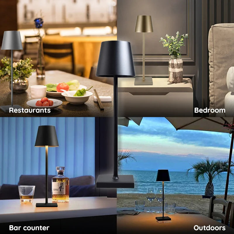 Modern Rechargeable LED Table Lamp – Wireless Cordless Design with Touch Control & Dimmable Light