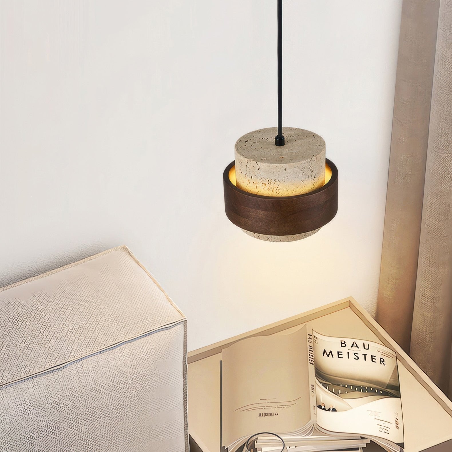 StoneGlow – Pendant Light Made of Natural Stone and Wood