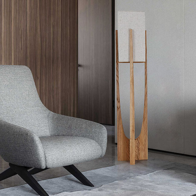 Modern Fabric Wood Standing Floor Lamp