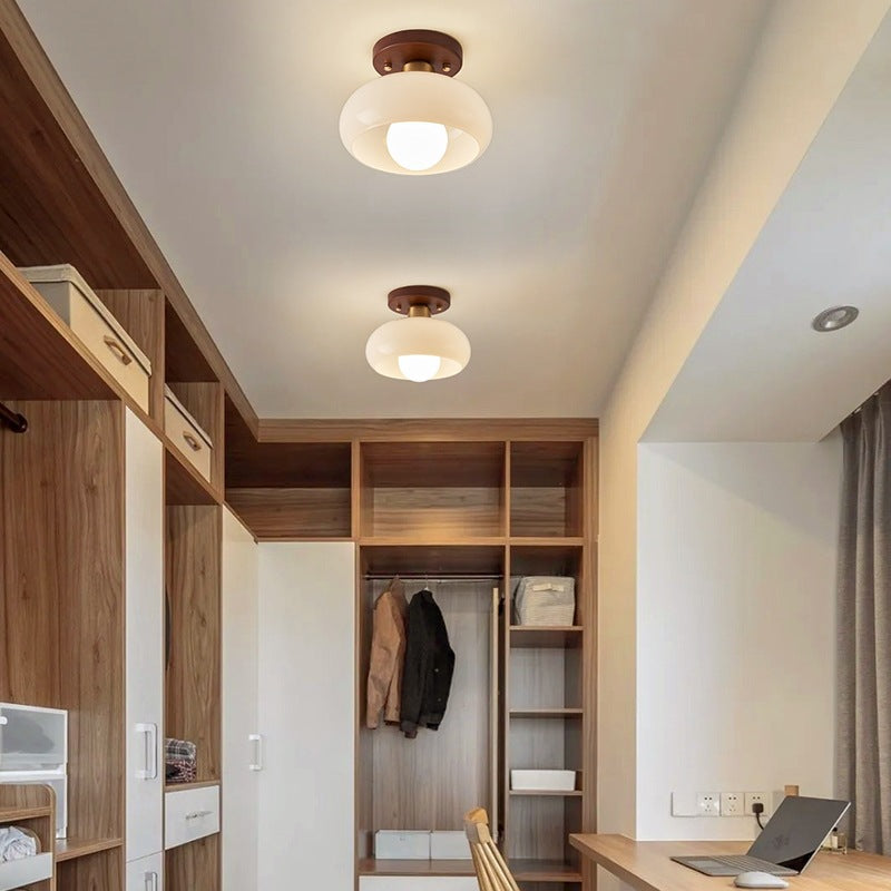 French Bauhaus Cream Ceiling Light – Modern Flush Mount Glass Light for Living Room & Bedroom