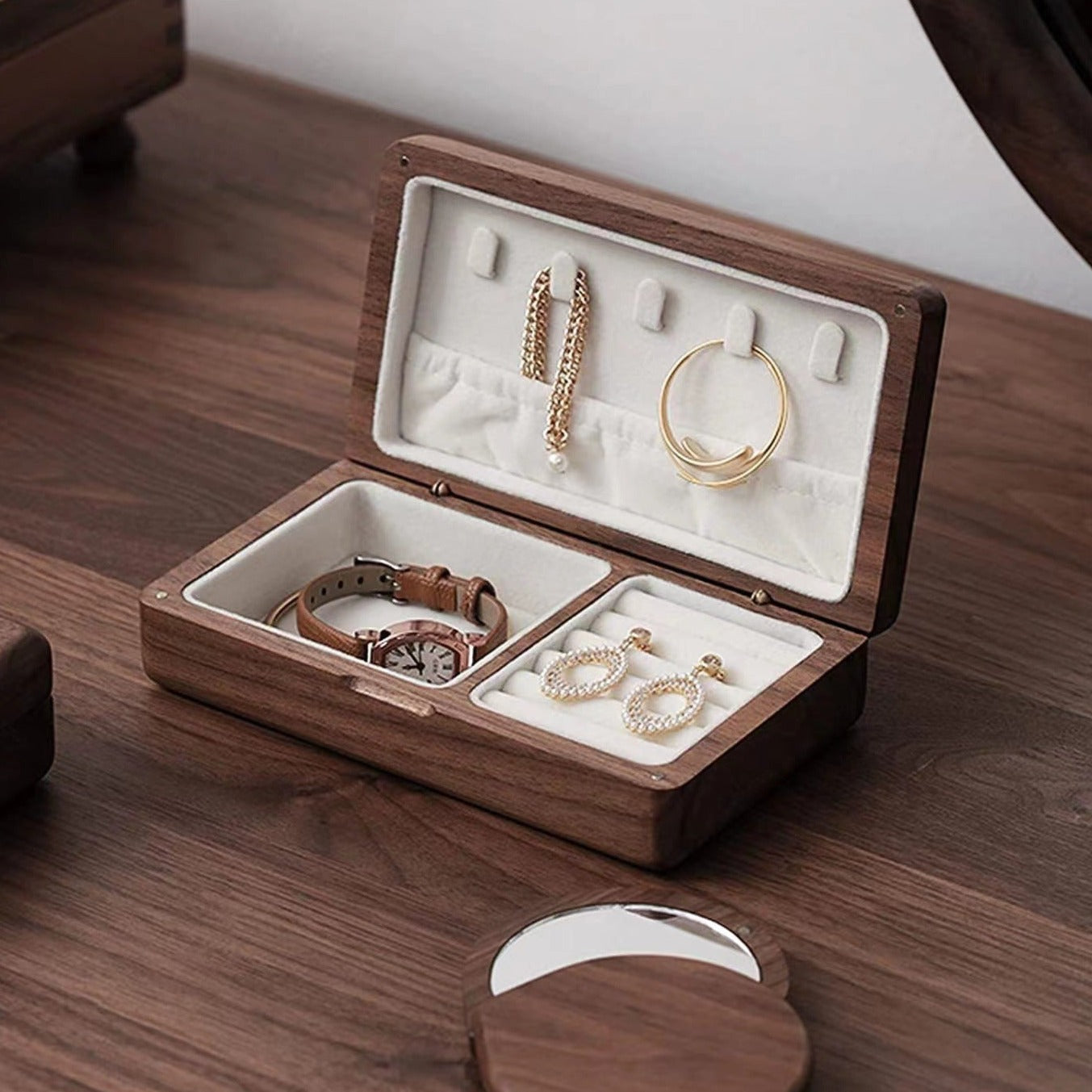 Handcrafted Wooden Jewellery Box - Elegant Jewelry Organizer with Velvet Lining
